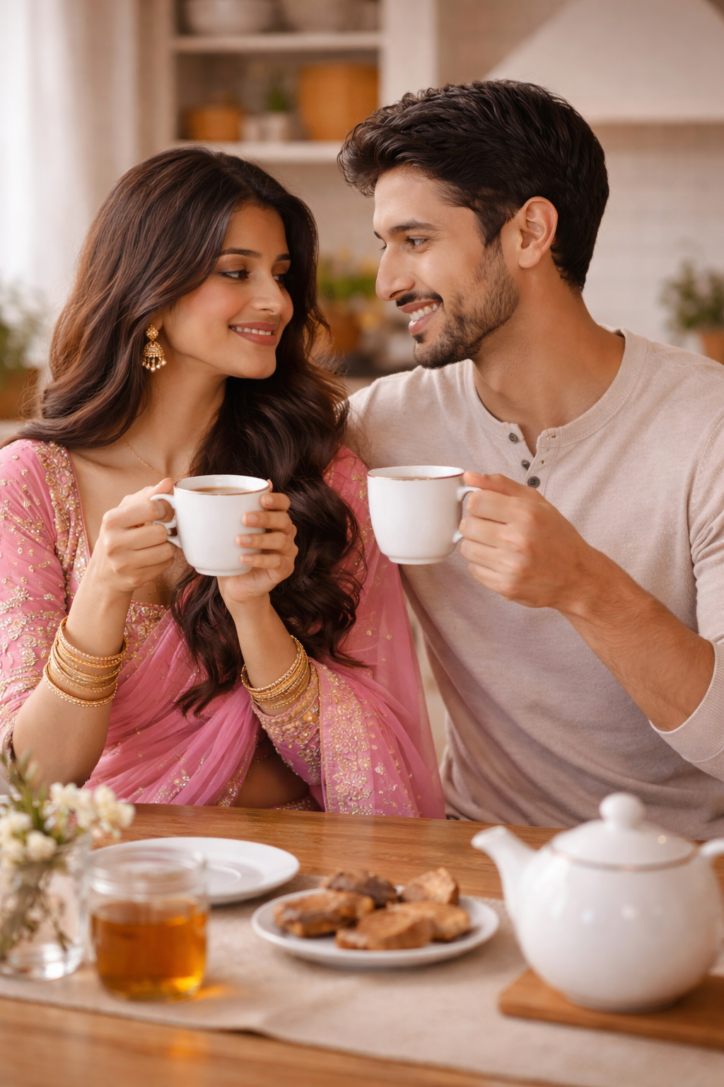 Two cups of tea on a table